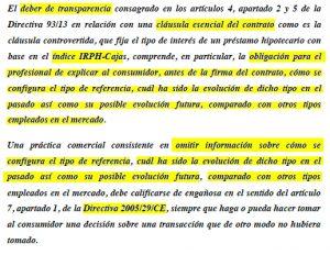 Extracto del Informe de la Comisión Europea en la cuestión prejudicial planteada por el JPI 38 de Barcelona, C-125-18, sobre el IRPH.