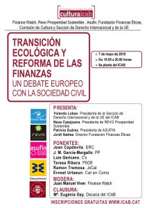 Debate ICAB - 7-5-19 Joan Capdevila | ERC J.M. García-Margallo | PP Luis Garicano | C’S Teresa Ribera | PSOE Ramon Tremosa | PDeCAT Ernest Urtasun | En Comú