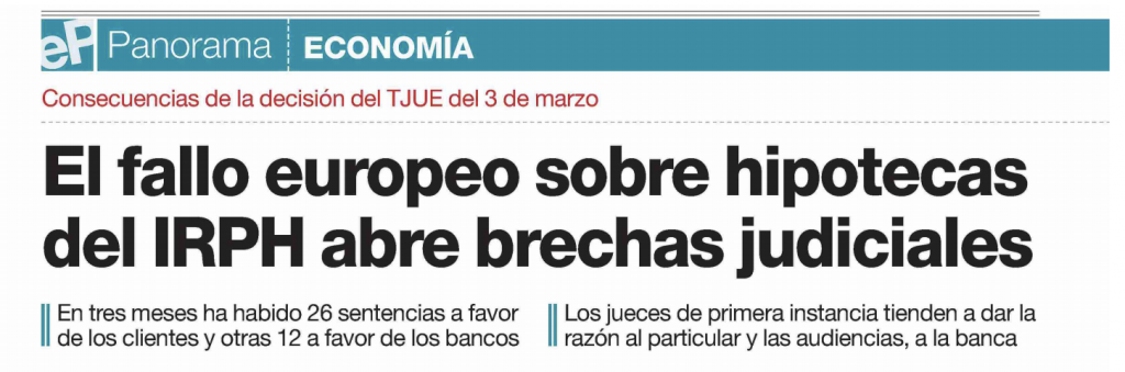 IRPH | El Periódico: La sentencia europea abre una brecha en el sistema judicial