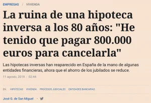 HIPOTECA INVERSA. EL ESPAÑOL. ASUFIN. 11.08.2019.