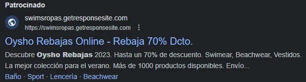 Cuidado con esta página que se hace pasar por Oysho, es una estafa 1 Captura Google Oysho